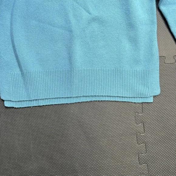 KERRI ROSENTHAL 100% Cashmere "Loved" Patchwork Sweater Blue Small $350 - Picture 5 of 13